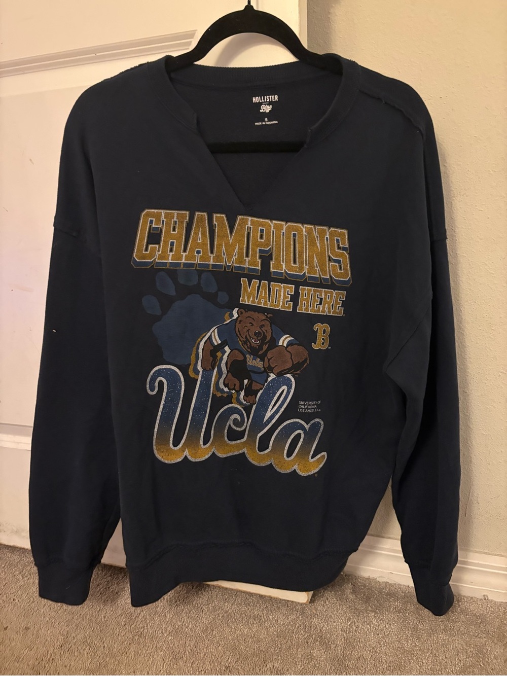 Hollister Navy UCLA 'Champions Made Here' Crewneck Sweater